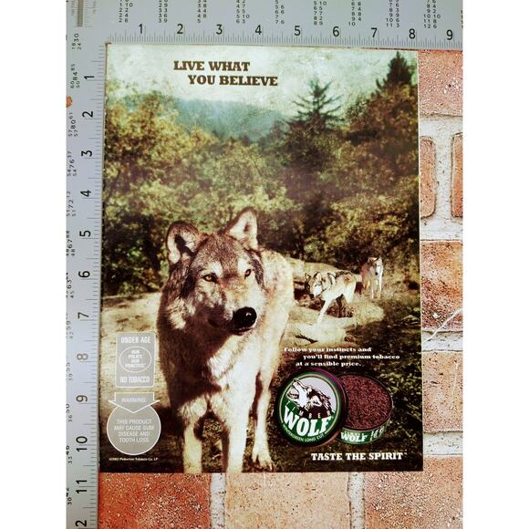 2002 Wolf Chewing Tobacco Print Ad Pack of Wolves Forest Taste the Spirit Quote - Picture 5 of 9